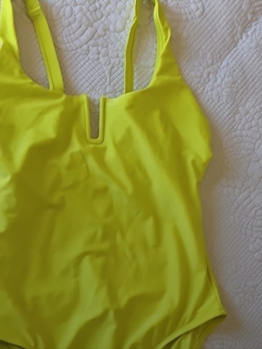 Women’s Neon Yellow One-Piece Swimsuit - Bright Solid Swim